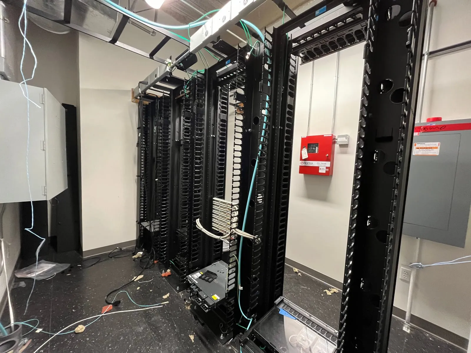 Samsung IDF closet racks before structured cabling installation