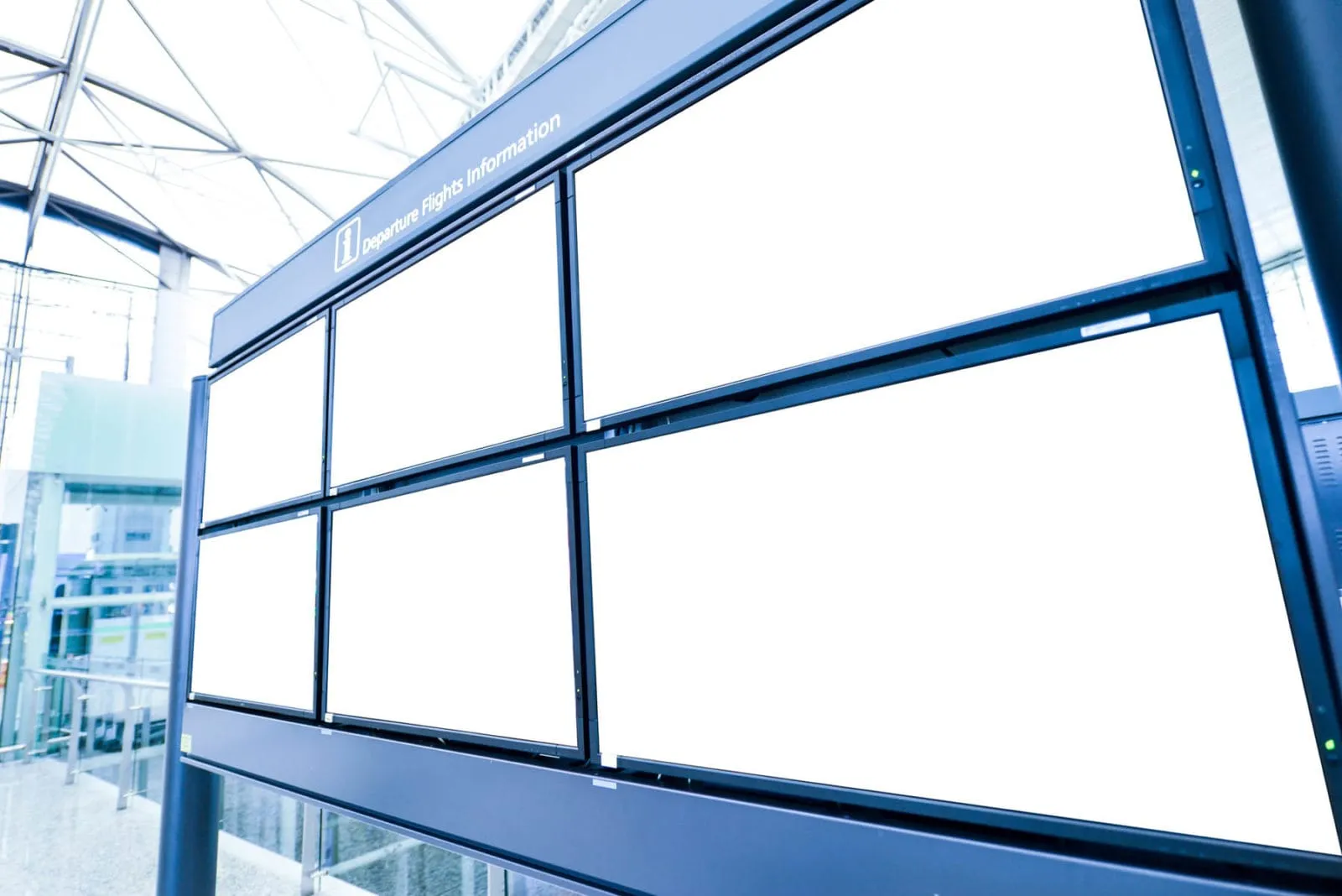 Blank display screens in public space